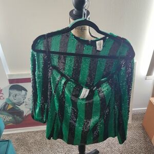 Asos... Emerald and Black Sequin Striped Top